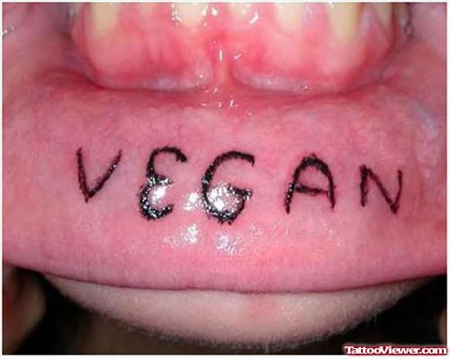 Vegan Tattoo On Inner Lip