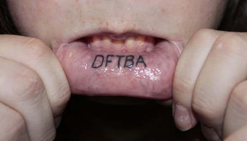 DFTBA Inner Lip Tattoo