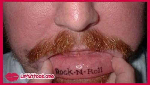 Rock N Roll Lip Tattoo For Men