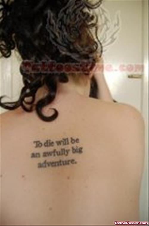 Literary Tattoo On Girl Back