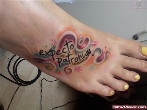 Literary Color Tattoo On Foot