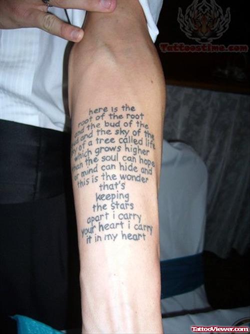 Literary Tattoo On Arm For Men
