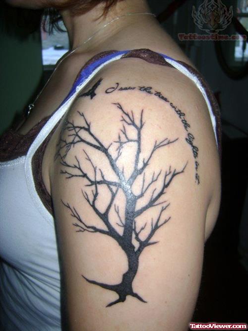 Tree - Literary Tattoo On Shoulder