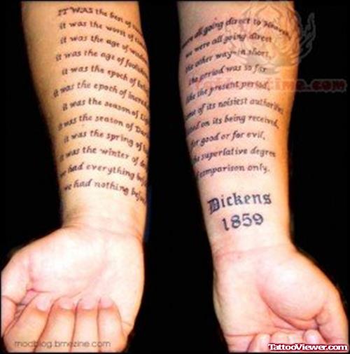 Literary Tattoos On Arms