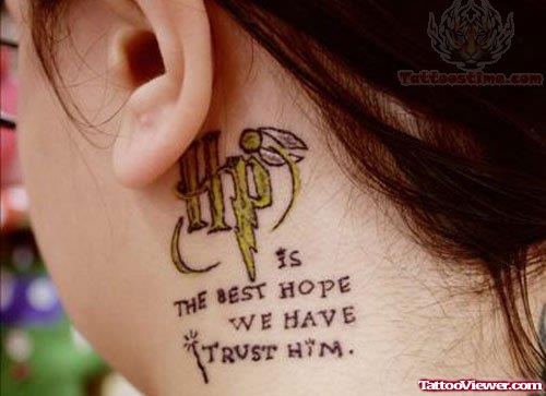 Literary Tattoo Behind Ear