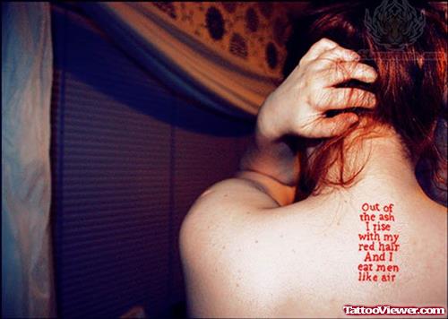 Literary Color Ink Tattoo On Back