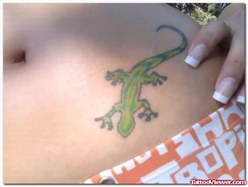 Lizard Leaf Colour Tattoo