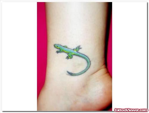 Lizard Green Tattoo On Ankle