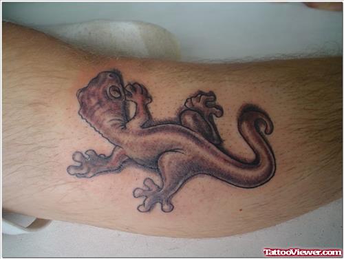 Lizard Bold Tattoo On Elbow