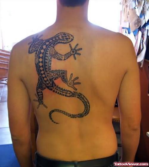 Large Lizard Tattoo On Back