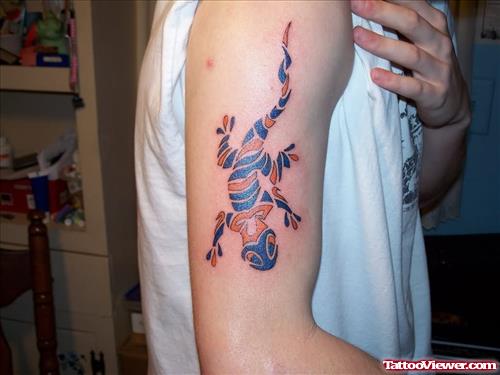 Multi Ink Lizard Tattoo