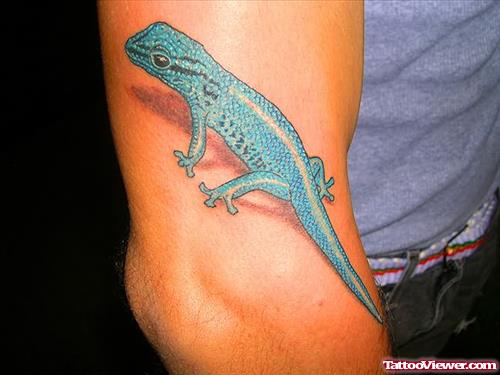 Lizard Blue Tattoo On Arm