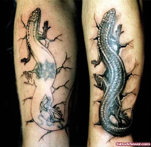 Free Black And White Lizard Tattoos