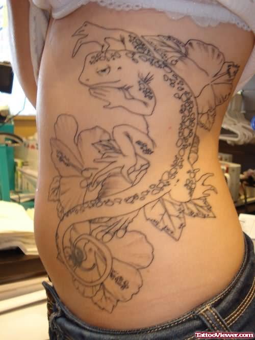 Black Ink Lizard Tattoo