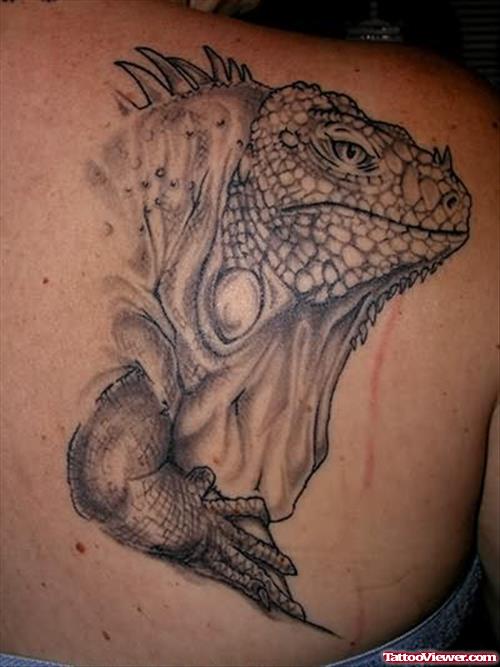 Big Head Lizard Tattoo On Back