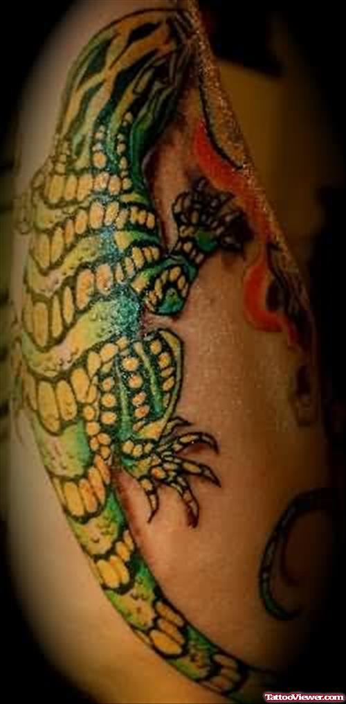 Lizard Green Colour Tattoo