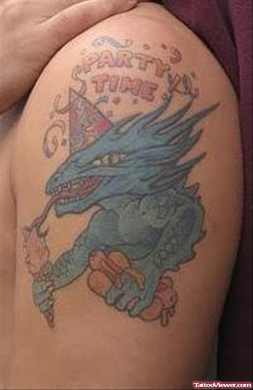 Lizard Dragon Tattoo On shoulder