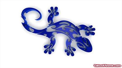 Blue Ink Lizard Tattoo Design