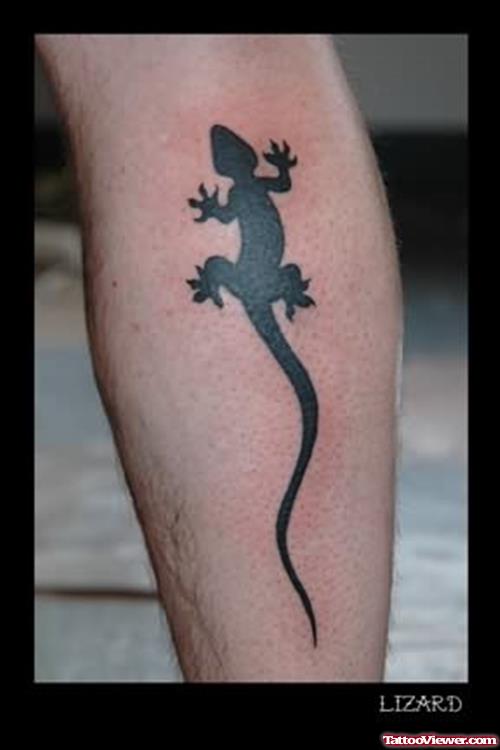 Black Filled Lizard Tattoo
