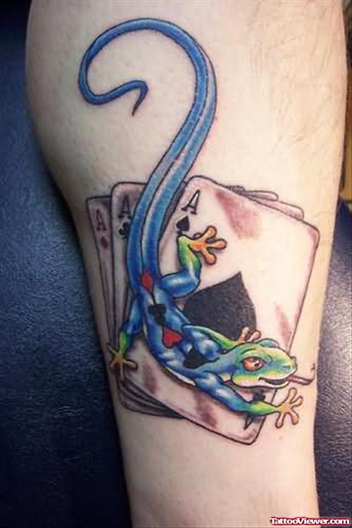 Tribal Lizard Tattoo On Leg