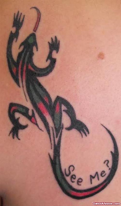 Black And Red Lizard Tattoo