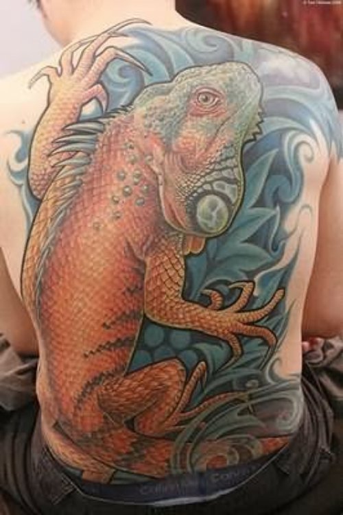 Beautiful full Coloured Lizard Tattoo