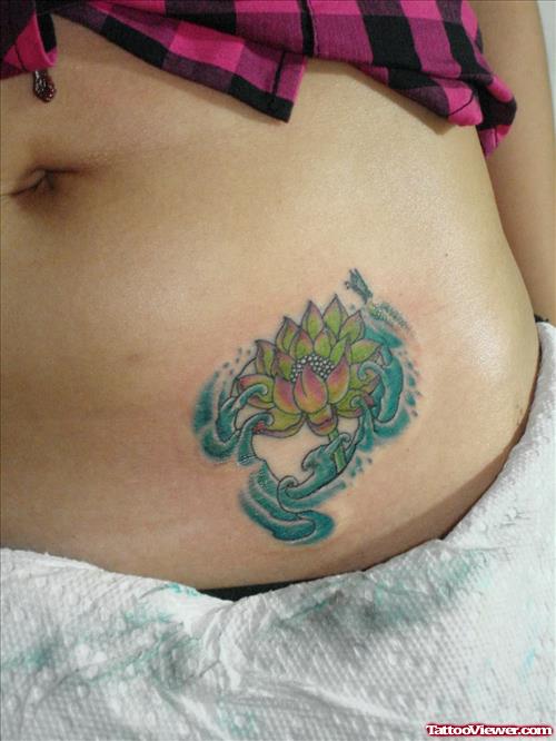 Lotus Tattoo On Hip
