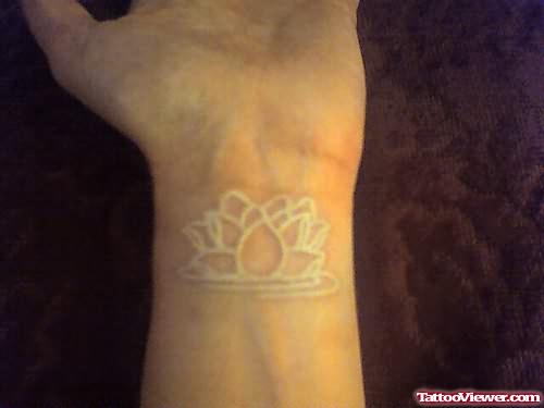 White ink  Lotus Tattoo On Wrist