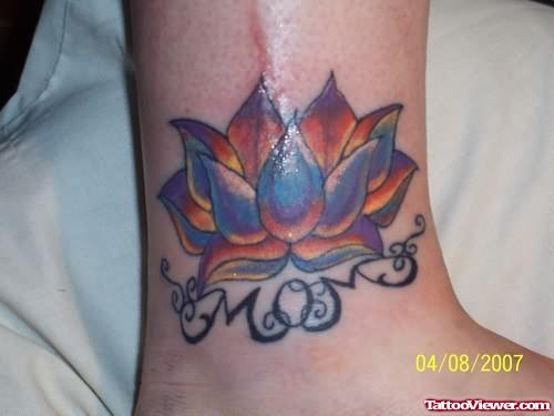 Large Lotus Tattoo On Ankle