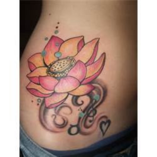Amazing Lotus Flower Tattoo On side Rib