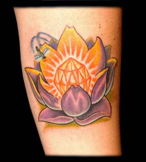 Cool Lotus Tattoo On Bicep