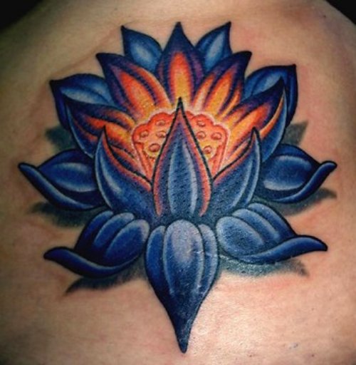 Blue Lotus Flower Tattoo On Shoulder