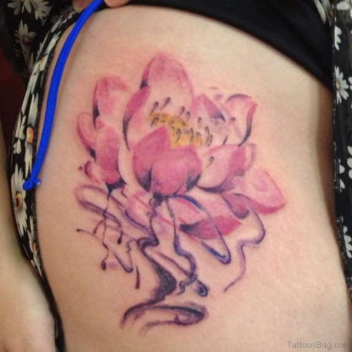 Free Hand Pink Lotus Tattoo