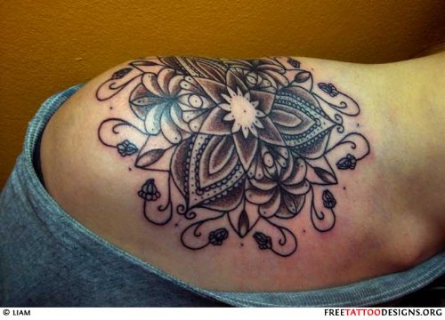 Lotus Flower Tattoo On Upper Shoulder