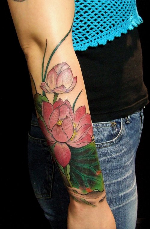 Lotus Tattoo On Right Arm