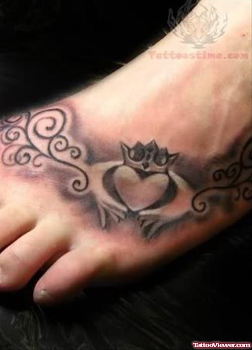 Claddagh Love Tattoo On Foot