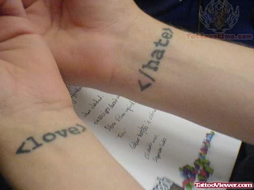 Cool Love Wrist Tattoo Design