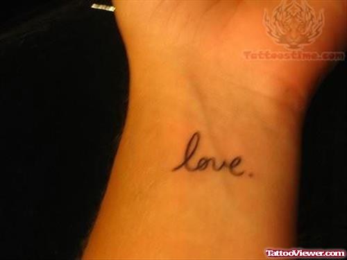 Simple Love Tattoo On Wrist
