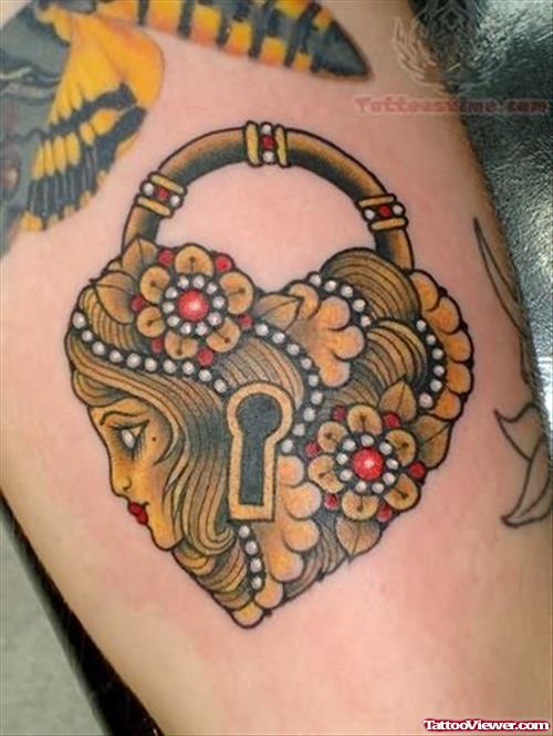 Love Heart Lock Tattoo