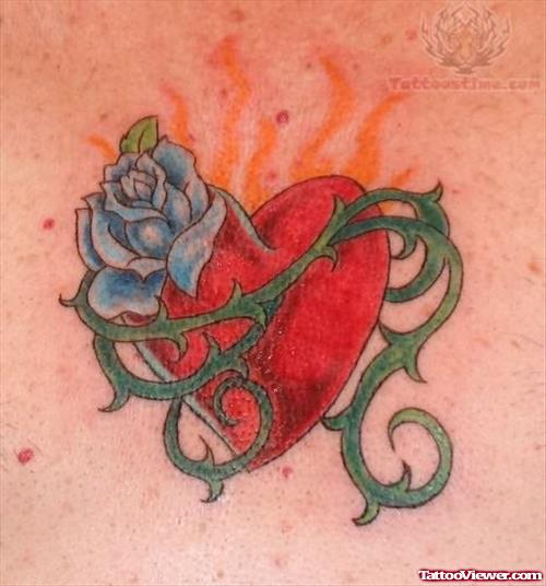 Flaming Love Heart Tattoo