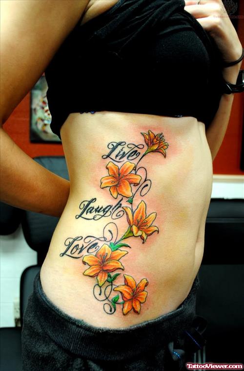 Live Laugh Love Tattoo On Rib