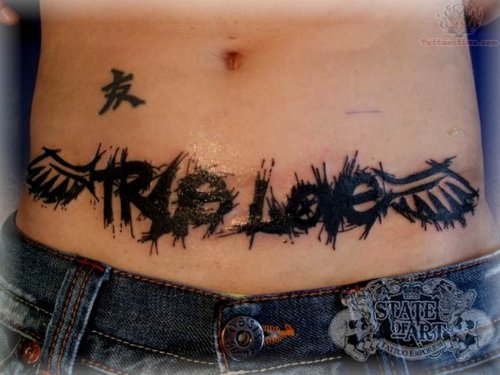 True Love Tattoo On Belly