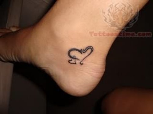 Heart Love Tattoo On Heel
