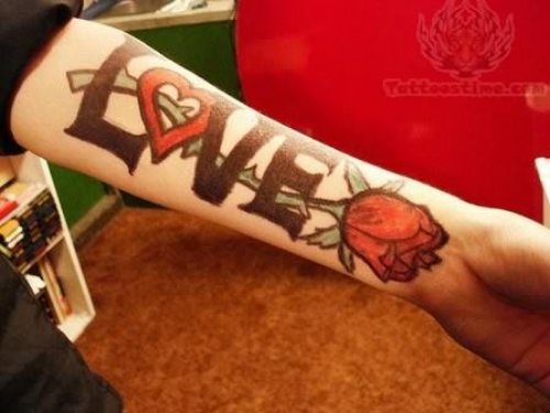 Awesome Love Tattoo On Arm