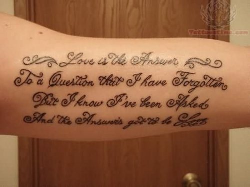 Love Quote Tattoo Inner Bicep