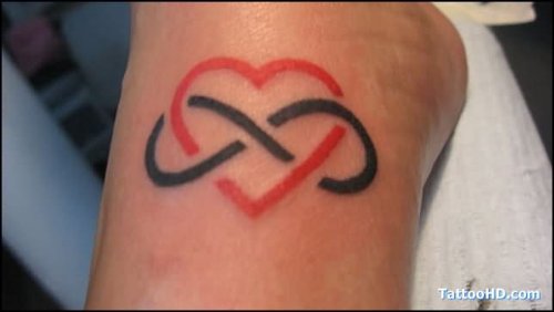 Infinity And Red Heart Love Tattoo