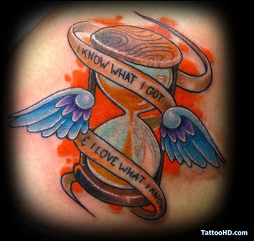 Winged Hourglass Tattoo