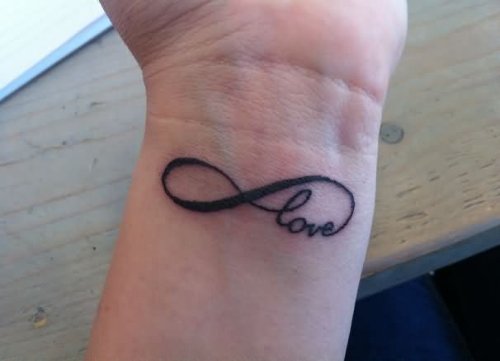 Infinity Love Tattoo On Left Wrist