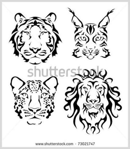 Tiger, Lion And Lynx Tattoo Design