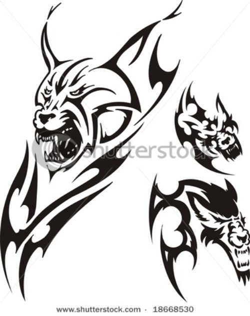 Tribal Lynx Head Tattoos Designs